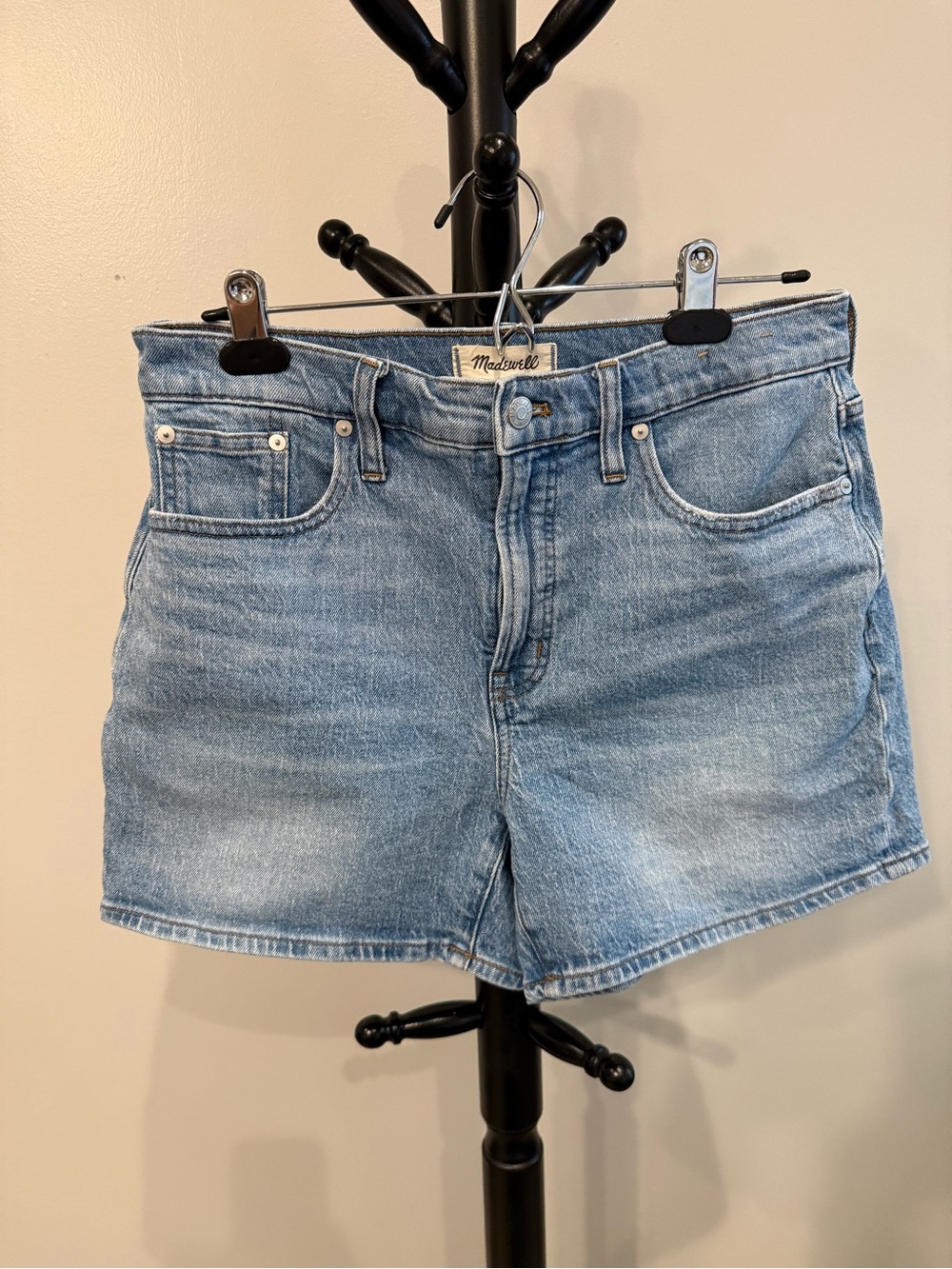 Madewell Washed Light Blue High-Rise Denim Shorts